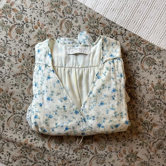 Christy Dawn White and Blue Floral Midi Dress - Picture 2 of 3